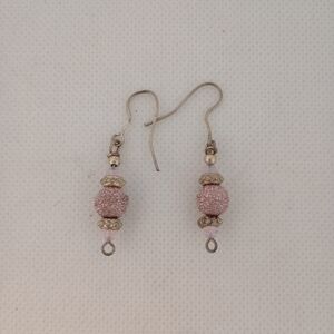 Handmade Pink Dangle Earrings with Sparkly Beads Sterling Silver Pieces Gifts